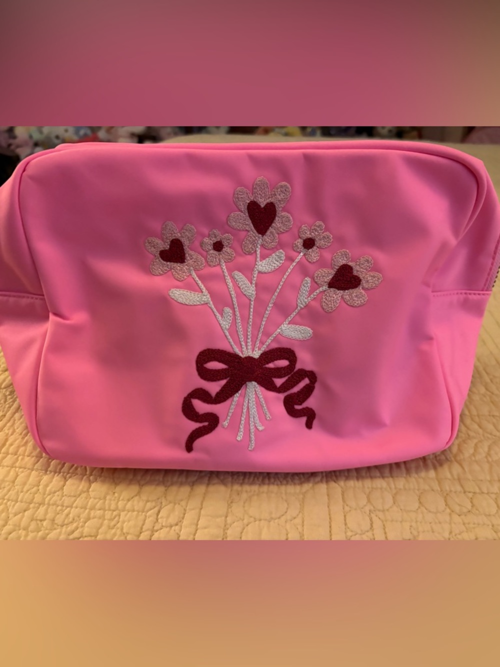 Stoney Clover Lane Bubblegum Embroidered Large Pouch